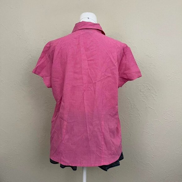 pink gingham vintage 90s button up shirt - Picture 4 of 7